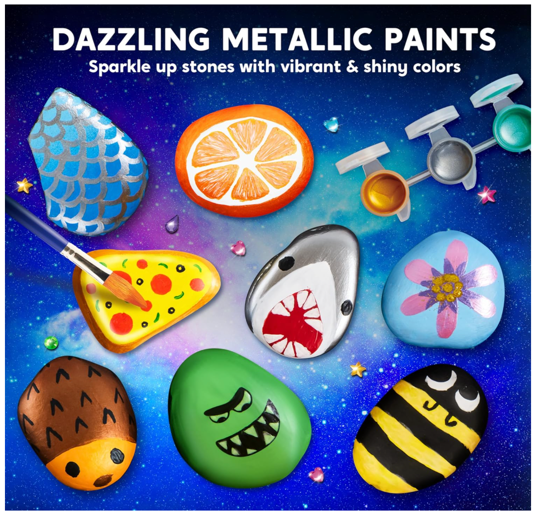 Rock Art Painting Kit with Glow in the dark Colours
