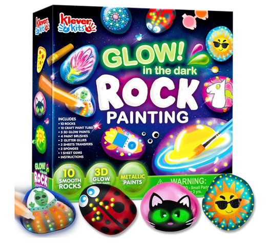 Rock Art Painting Kit with Glow in the dark Colours
