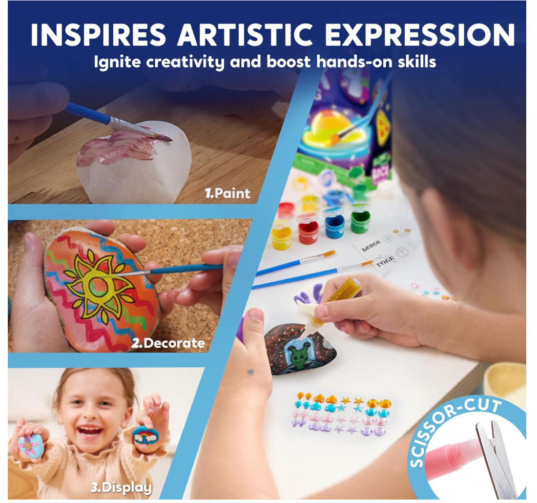 Rock Art Painting Kit with Glow in the dark Colours