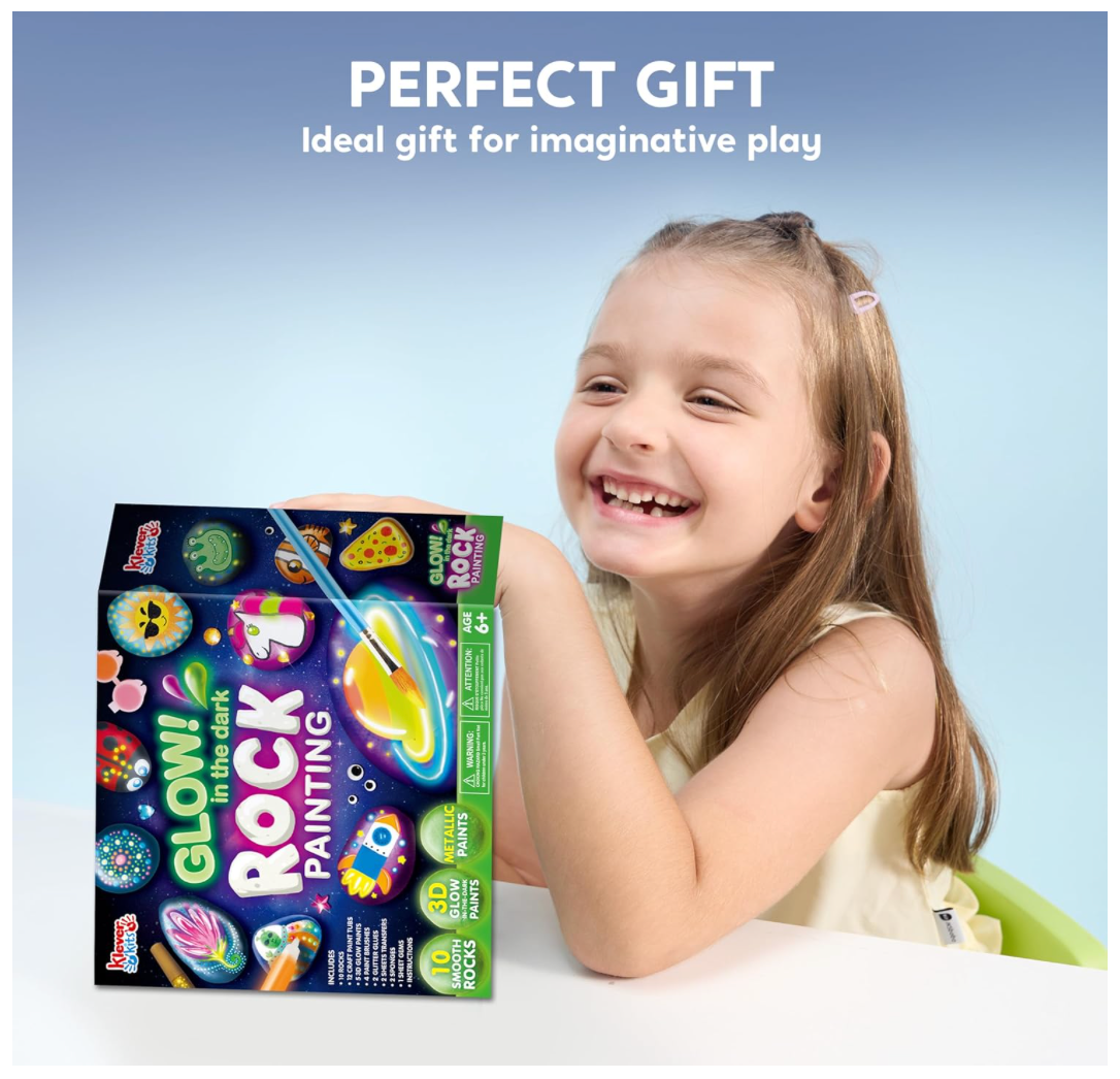 Rock Art Painting Kit with Glow in the dark Colours